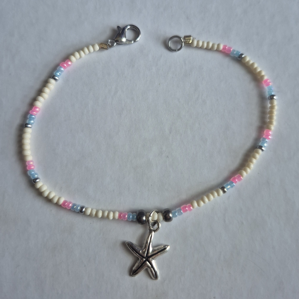Beaded Anklet with Starfish Charm